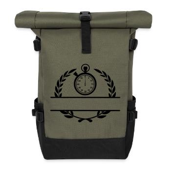 Minuten-Stoppuhr - Rolltop Rucksack - Olive/Schwarz - Vorne