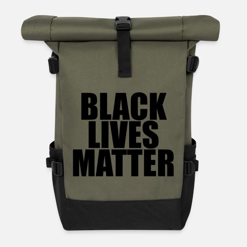 SCHWARZE LEBEN SIND WICHTIG - Rolltop Rucksack - Olive/Schwarz