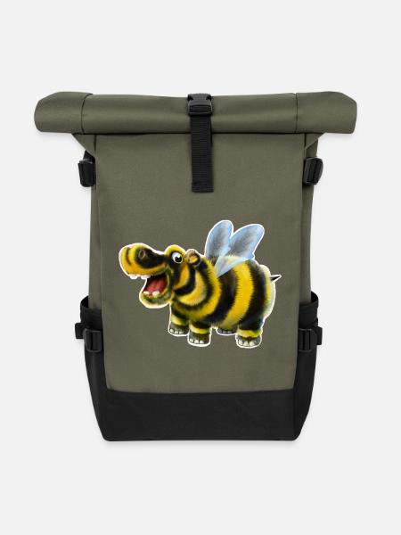 Das Hummel-Nilpferd - Rolltop Rucksack - Olive/Schwarz