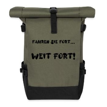 Fahren Sie fort... Weit fort! - Rolltop Rucksack - Olive/Schwarz - Vorne