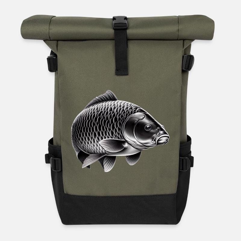 Carpe miroir - Sac à dos roll top - olive/noir