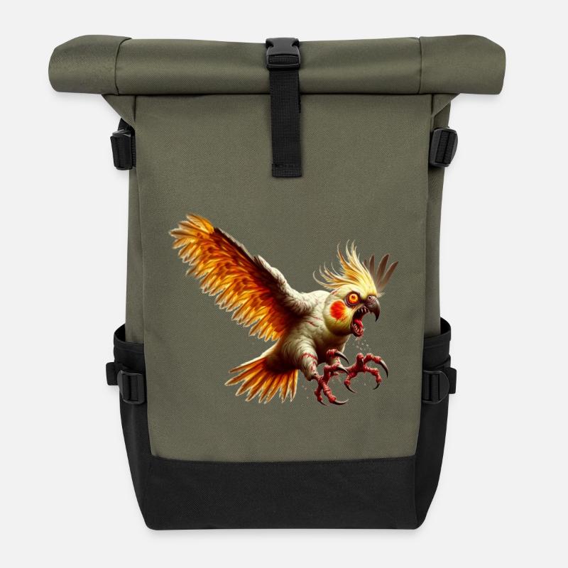 Oiseau maléfique - Calopsitte (14) - Sac à dos roll top - olive/noir