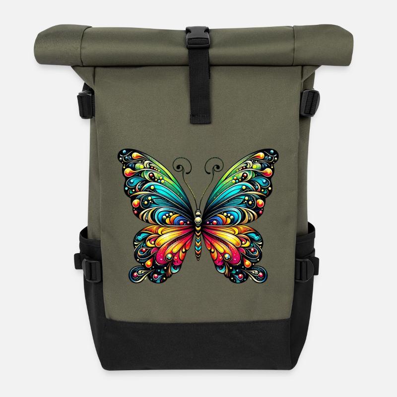 Papillon - Sac à dos roll top - olive/noir