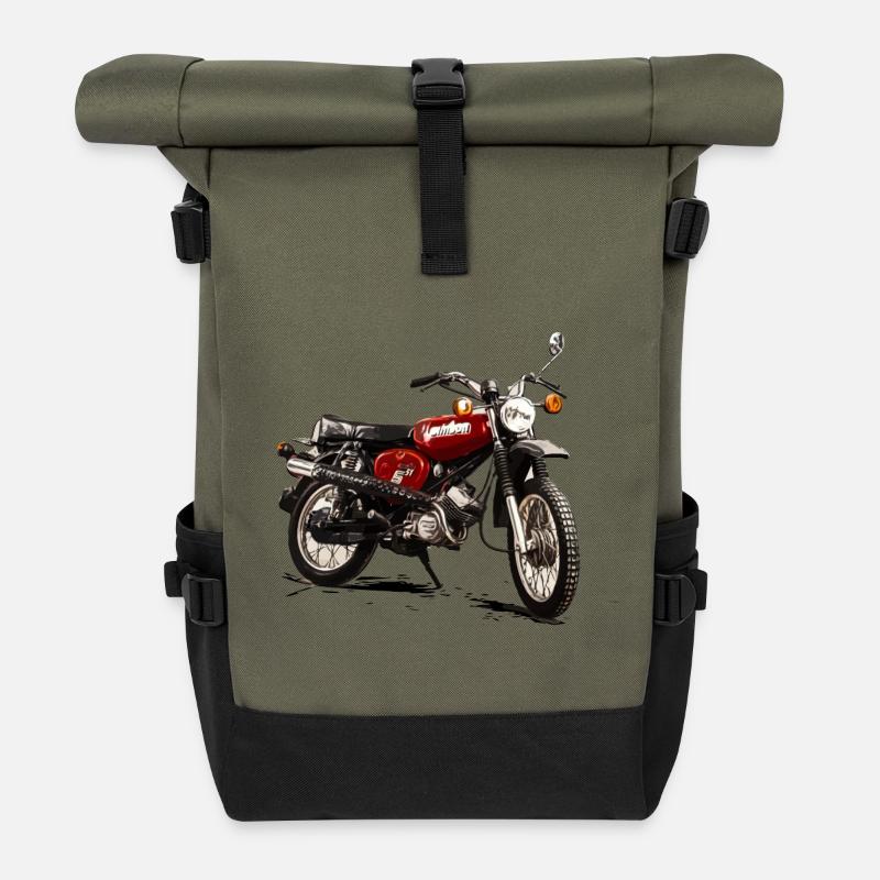 S51 Enduro Simson Motorcycle - Roll Top Backpack - olive/black