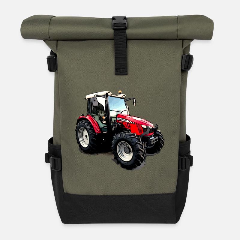 M F 5611 Traktor - Rolltop Rucksack - Olive/Schwarz