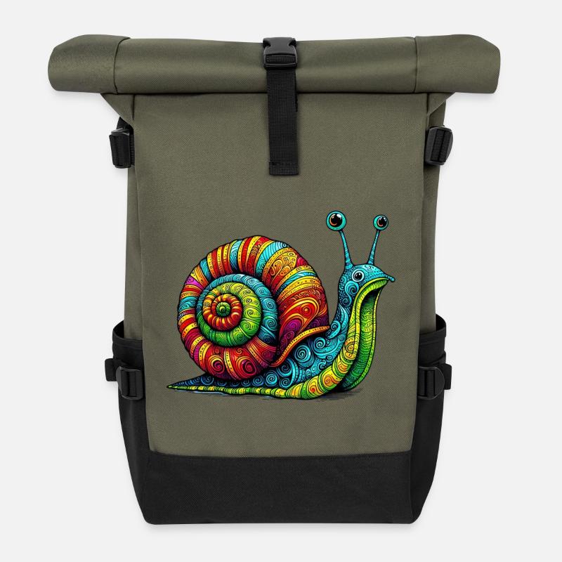 Schnecke - Rolltop Rucksack - Olive/Schwarz