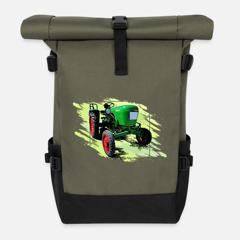 Dieselross F12 Oldtimer Traktor - Rolltop Rucksack - Olive/Schwarz
