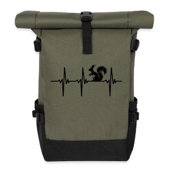 Herzschlag für lustige Eichhörnchen - Rolltop Rucksack - Olive/Schwarz - Vorne
