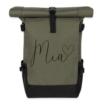 Mia surname First name Girl - Roll Top Backpack - olive/black - Front