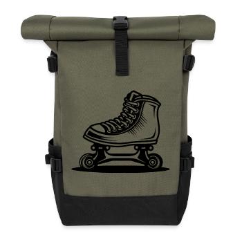 Roller Skates Drawing - Roll Top Backpack - olive/black - Front