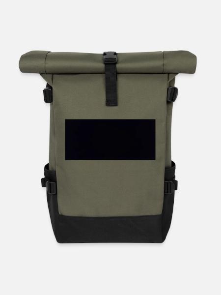 Fetter schwarzer Balken - Rolltop Rucksack - Olive/Schwarz