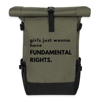 Girls just wanna have fundamental rights - Rolltop Rucksack - Olive/Schwarz - Vorne