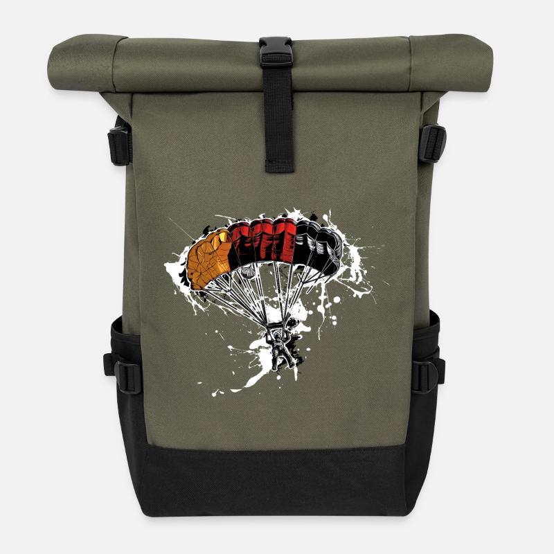 Parachutiste - Sac à dos roll top - olive/noir