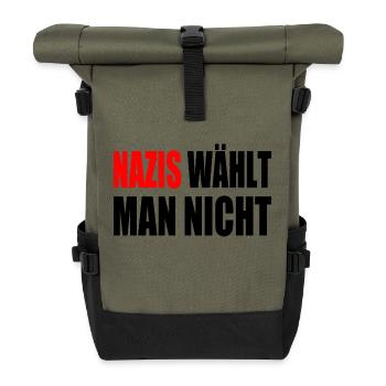 nazis wählt man nicht - Rolltop Rucksack - Olive/Schwarz - Vorne