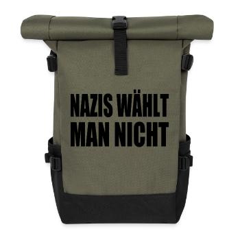 nazis wählt man nicht - Rolltop Rucksack - Olive/Schwarz - Vorne