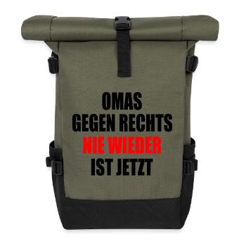 Omas gegen rechts - Rolltop Rucksack - Olive/Schwarz - Vorne