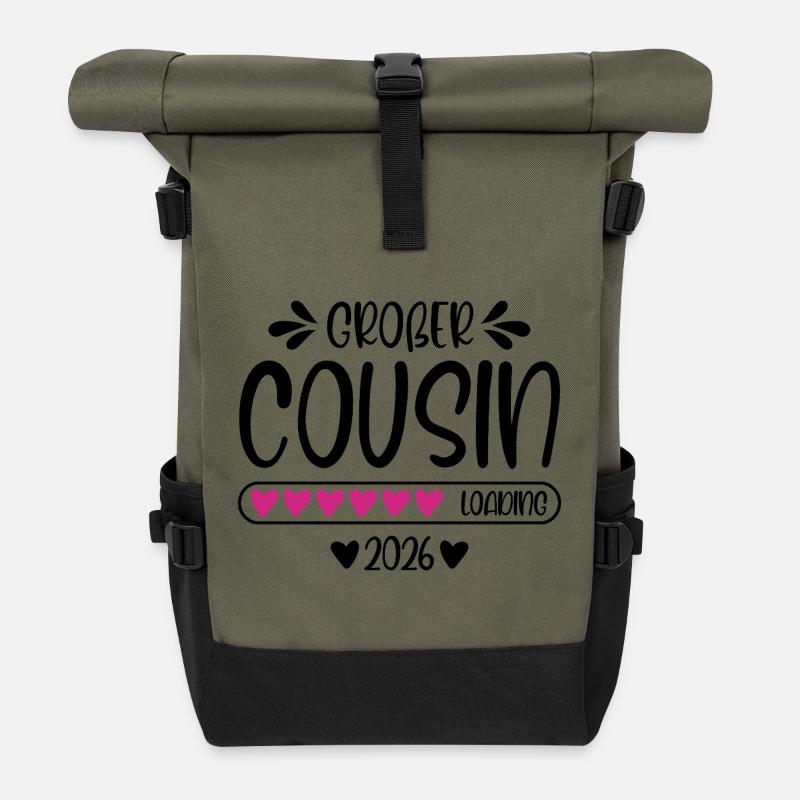Großer Cousin 2026 - Rolltop Rucksack - Olive/Schwarz