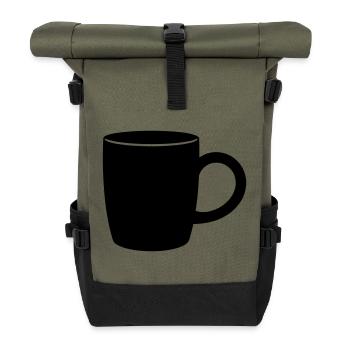 Klassische Kaffeetasse Silhouette - Rolltop Rucksack - Olive/Schwarz - Vorne