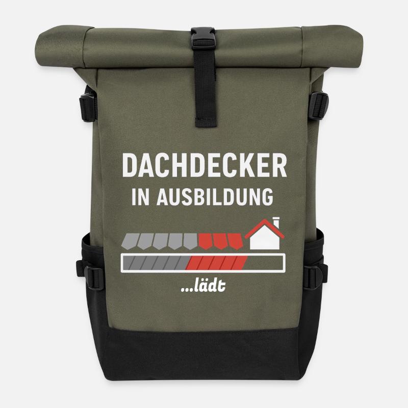 Dachdecker in Ausbildung Motiv - Rolltop Rucksack - Olive/Schwarz