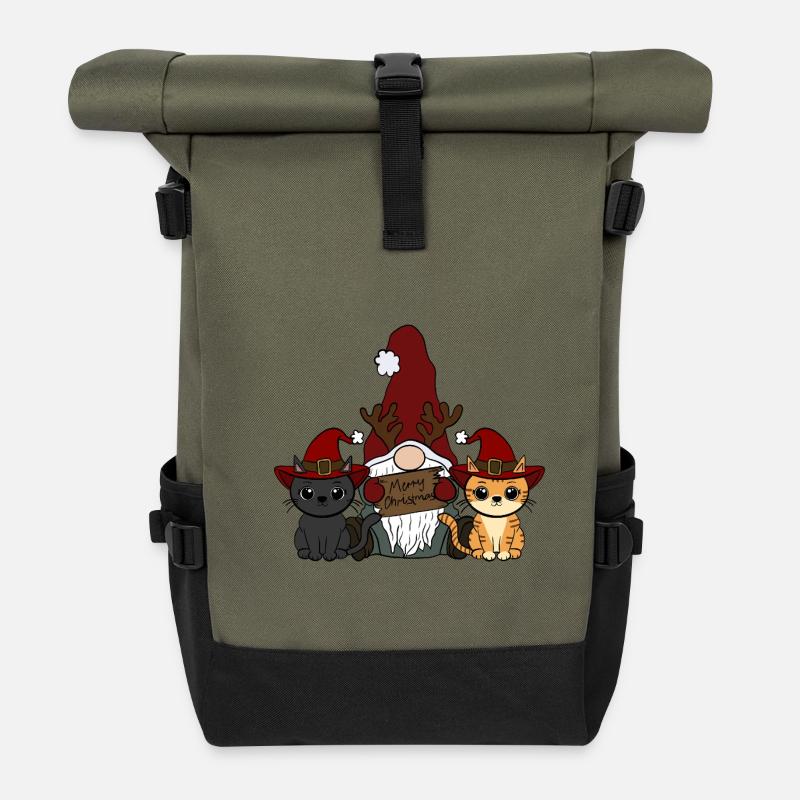 Gnomes de chat - Sac à dos roll top - olive/noir