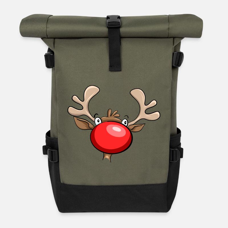 the big red nose - Roll Top Backpack - olive/black
