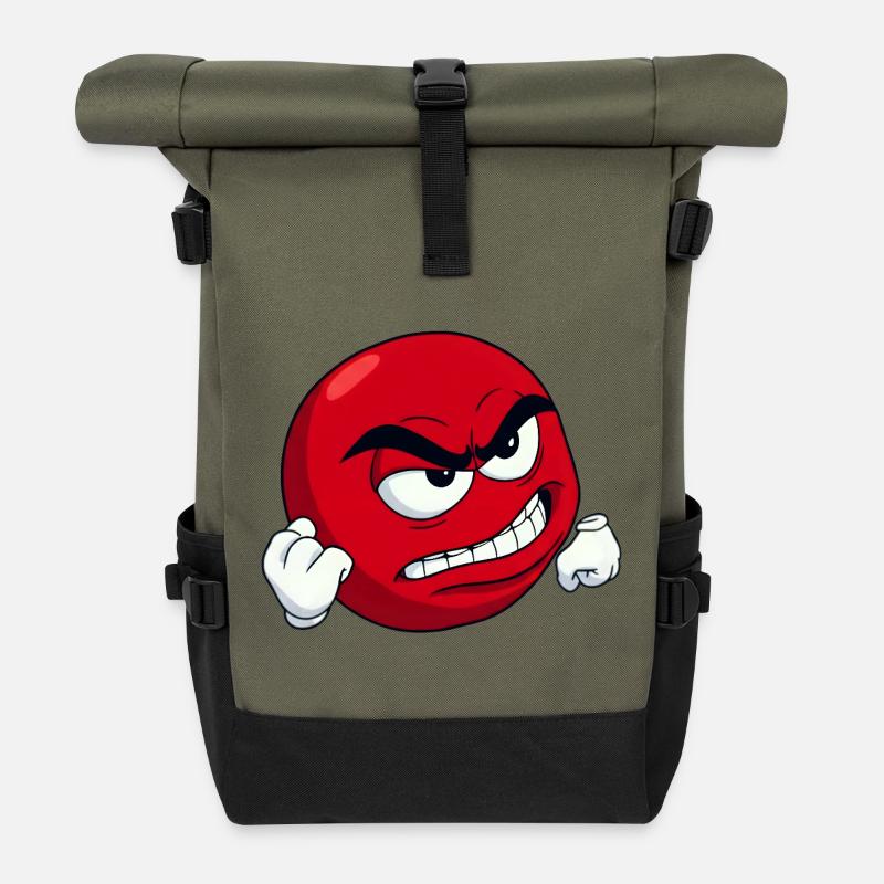 [Dein Text] Personalisiere es - Angry Meme Motiv - Rolltop Rucksack - Olive/Schwarz