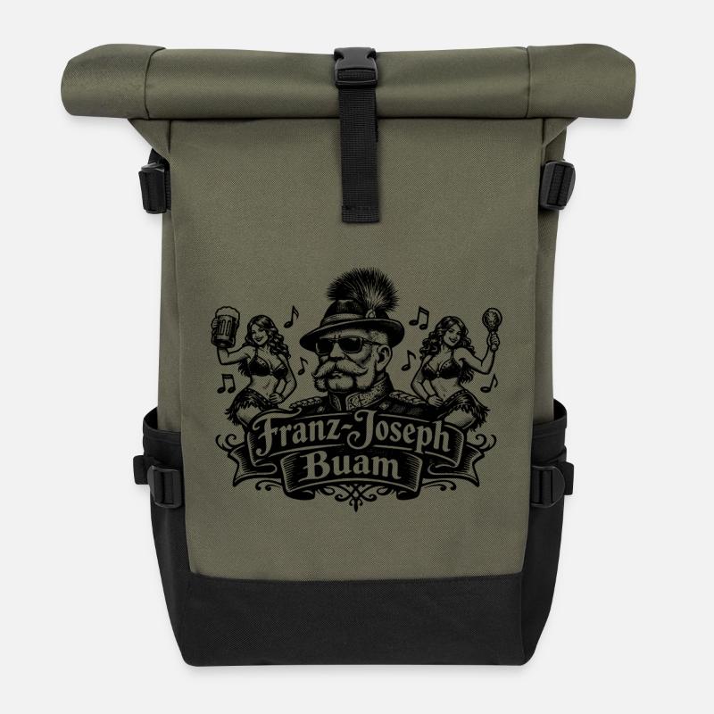Franz Joseph Buam Logo - Rolltop Rucksack - Olive/Schwarz