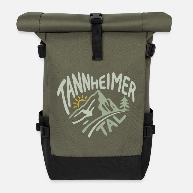Tannheimer Tal Alpen Herz Panorama - Rolltop Rucksack - Olive/Schwarz