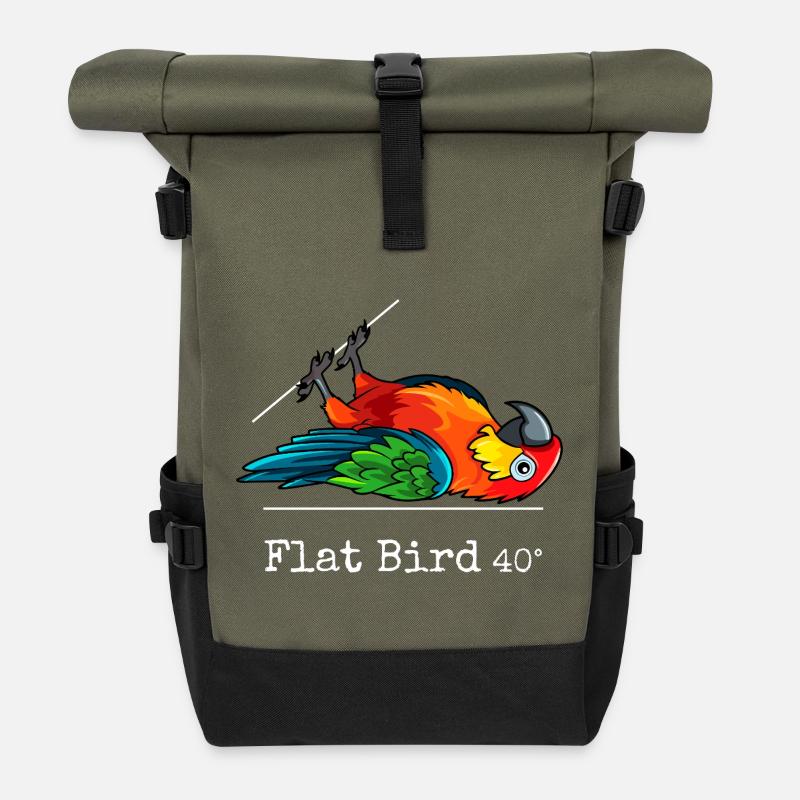 Flat Bird at 40 degrees - Rolltop Rucksack - Olive/Schwarz