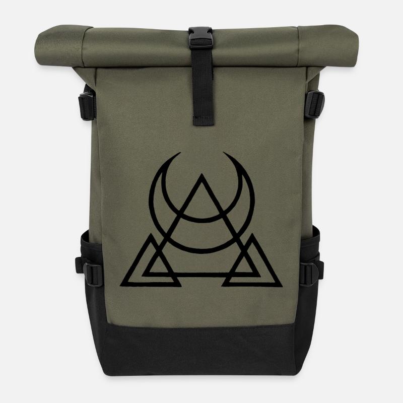 Schwarzes Symbol der ägyptischen Pyramiden - Rolltop Rucksack - Olive/Schwarz