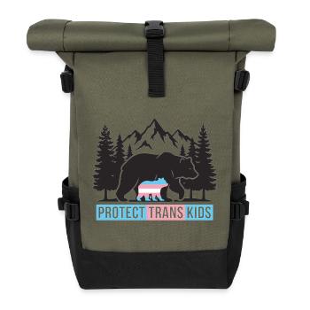 Pride Month LGBT -  Protect Trans Kids - Roll Top Backpack - olive/black - Front