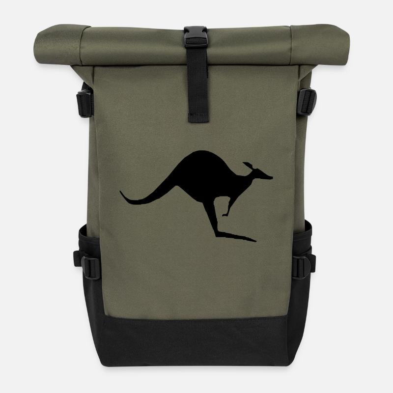 single kangaroo - Rolltop Rucksack - Olive/Schwarz