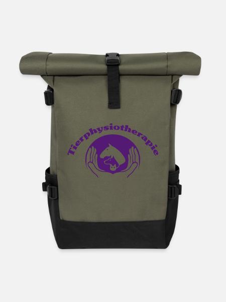 Tierphysiotherapie lila - Rolltop Rucksack - Olive/Schwarz