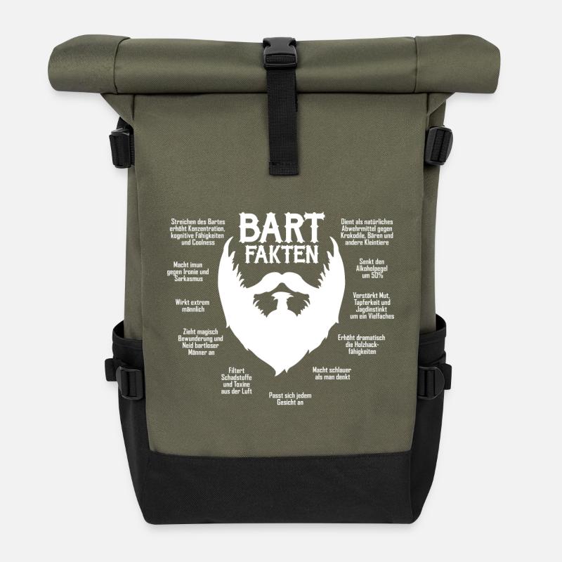 Bartfakten / Bart-Fakten (weiß) - Rolltop Rucksack - Olive/Schwarz