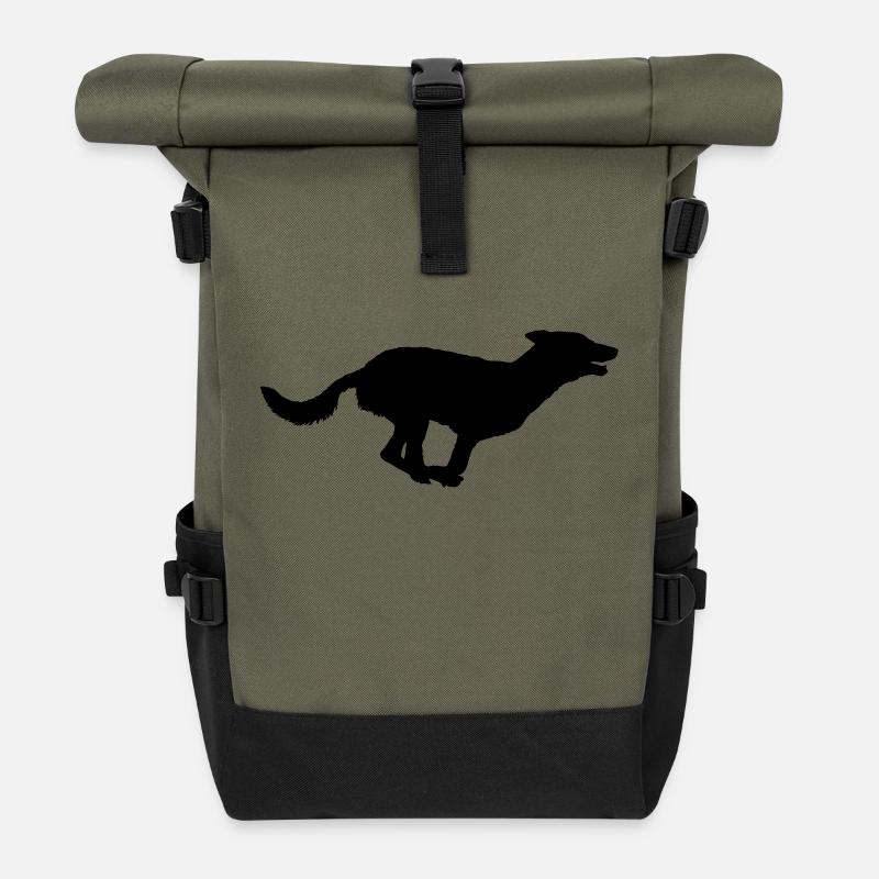 Hund Shilouette run - Rolltop Rucksack - Olive/Schwarz