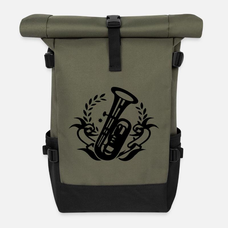 Tuba Instrument pour brass band - Sac à dos roll top - olive/noir