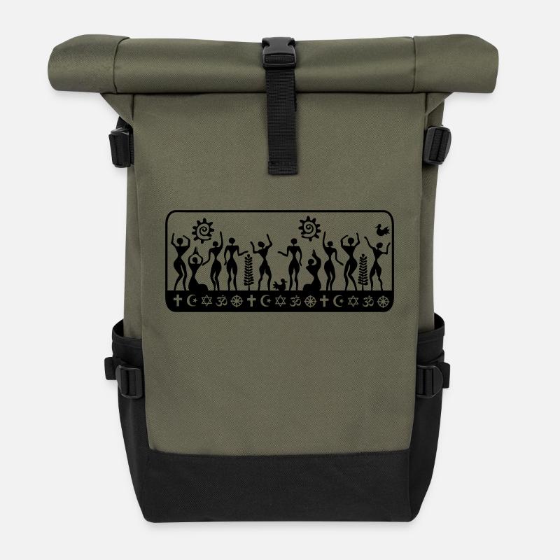 human religions - Roll Top Backpack - olive/black