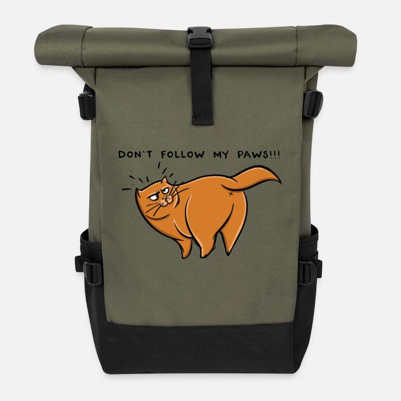 Don t follow my paws - Roll Top Backpack - olive/black