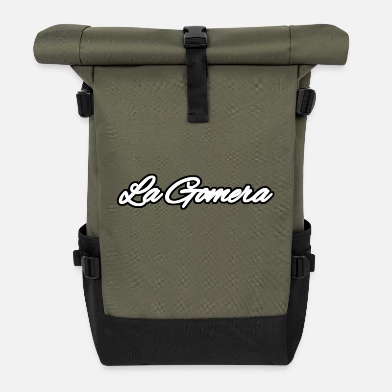 LA GOMERA - Rolltop Rucksack - Olive/Schwarz