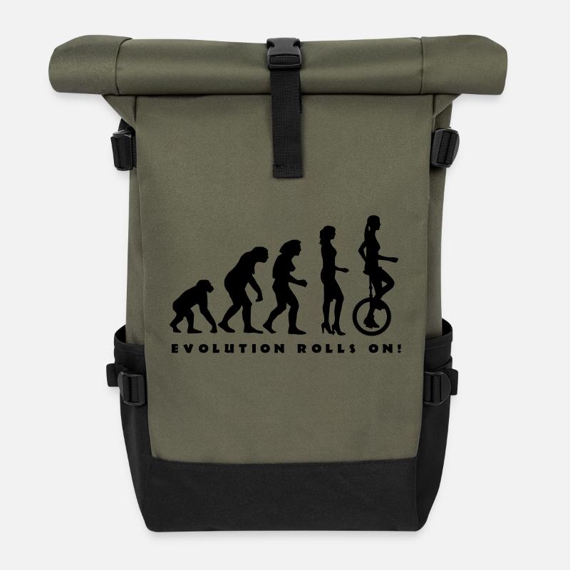 evolution_einradfahrerin_1c_b - Rolltop Rucksack - Olive/Schwarz