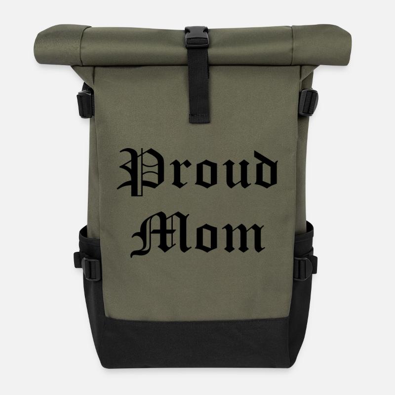 mom mother - Roll Top Backpack - olive/black