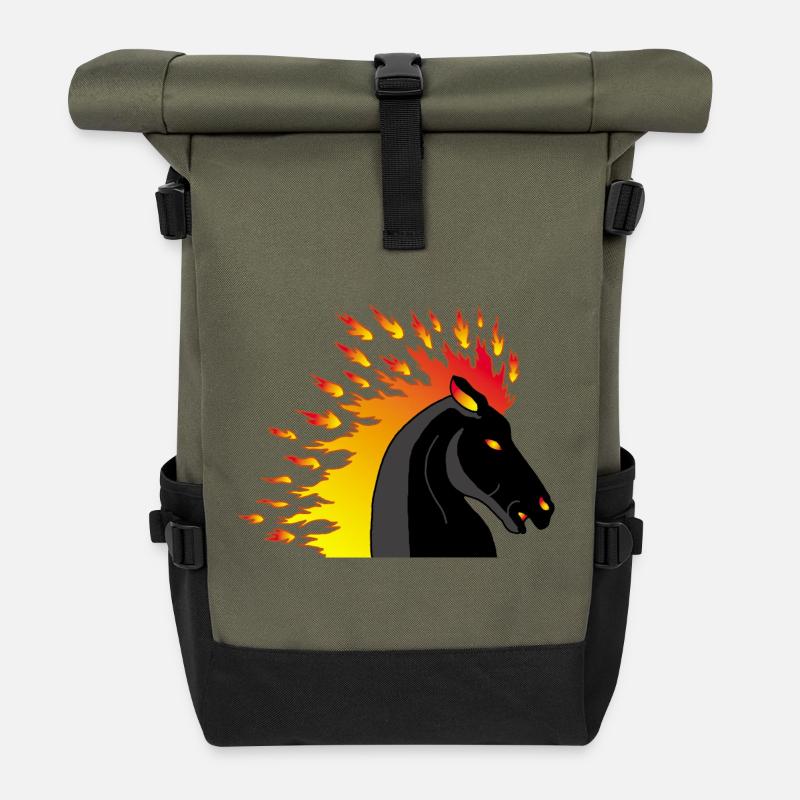 Feuerpferd - Rolltop Rucksack - Olive/Schwarz