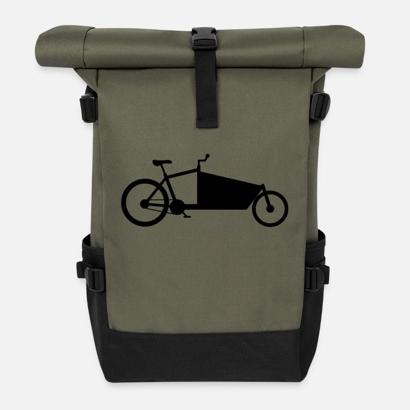 Cargo bike silhouette black - Roll Top Backpack - olive/black