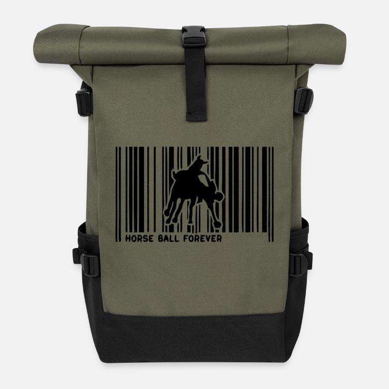 Barcode-Pferd Pferd Ball cavalier1 - Rolltop Rucksack - Olive/Schwarz