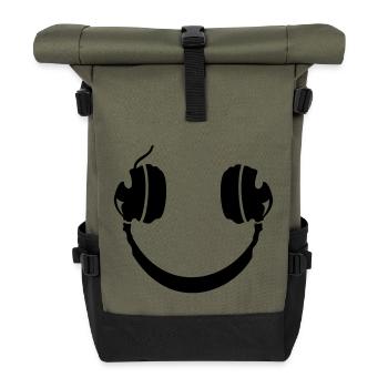 Smiley Headphone - Rolltop Rucksack - Olive/Schwarz - Vorne