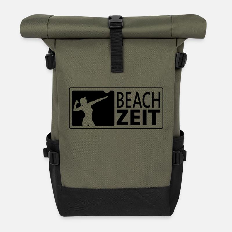 Beachvolleyball Angreiferin - Rolltop Rucksack - Olive/Schwarz