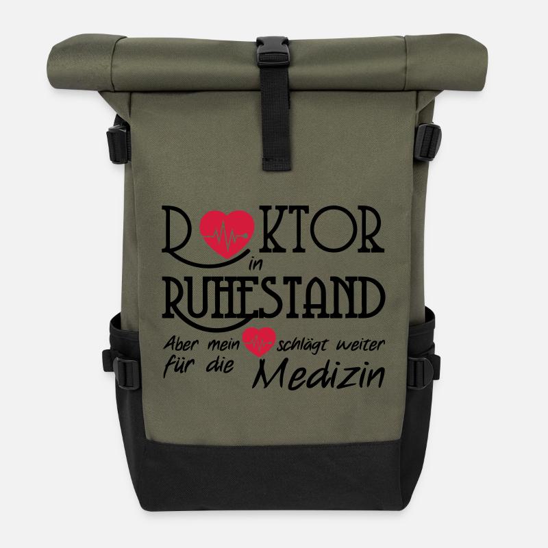 Doktor Ruhestand Rente Arzt Medizin Geschenk - Rolltop Rucksack - Olive/Schwarz