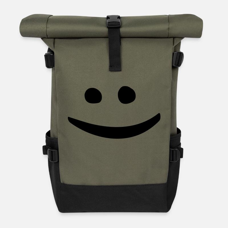smile - Roll Top Backpack - olive/black