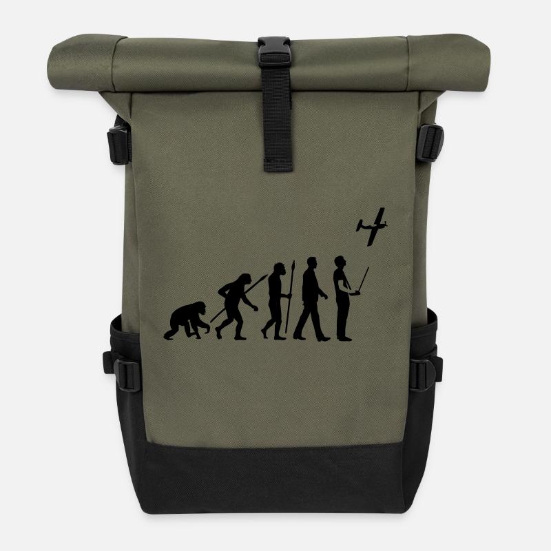 evolution_modellflieger_b_1c - Rolltop Rucksack - Olive/Schwarz