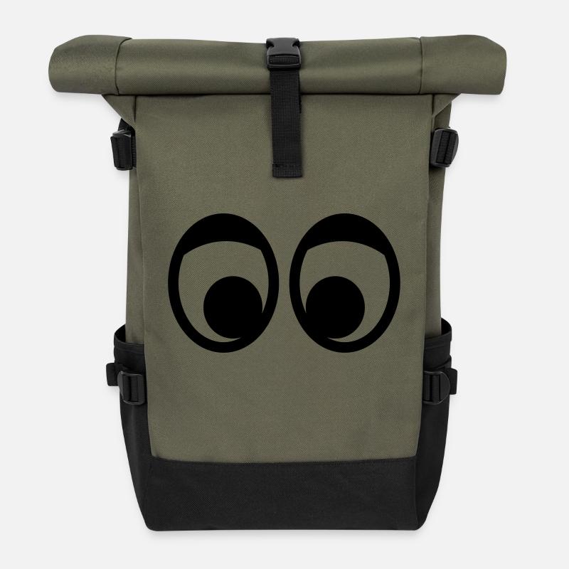 Yeux - Sac à dos roll top - olive/noir